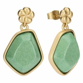 Orecchini pendenti con fiore e pietra