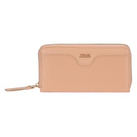 Faux leather wallet with zip closure, pink