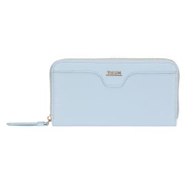 Portafoglio con chiusura zip in ecopelle, azzurro