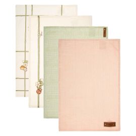Set of 4 tea towels with Country Bloom wooden box