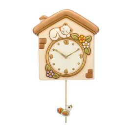 Pendulum clock cat and bird