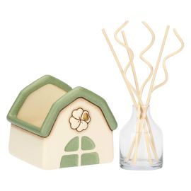 Porta diffusore a forma di casetta con quadrifoglio in ceramica