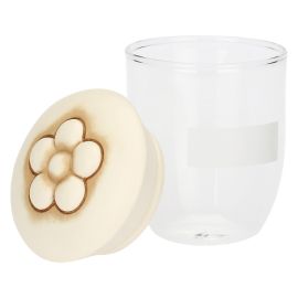 Barattolo in vetro con coperchio margherita in ceramica