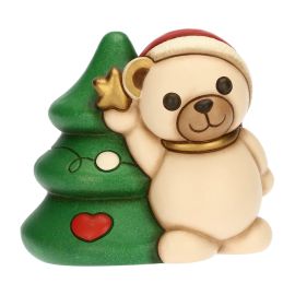 Ceramic Teddy with Christmas tree, medium