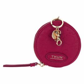 Portachiavi rotondo con zip in ecopelle bordeaux Sempre con me