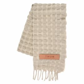 Wool scarf with fringes beige