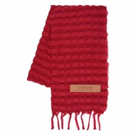 Sciarpa di lana rossa con frange