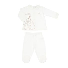 THUN & OVS unisex Teddy with hearts baby long-sleeved romper suit set in organic cotton 6-9 months