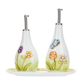 Öl- und Essig-Set Fiore in Fiore mit Tablett