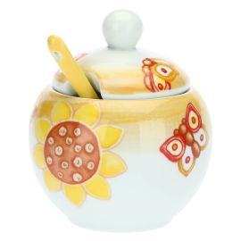 Sugar bowl and teaspoon