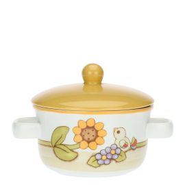 Country Soup Bowl with Sunflowers and Flowers