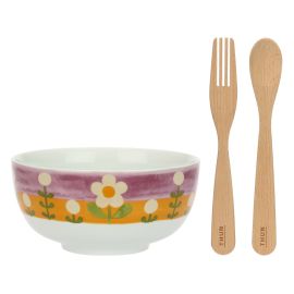 Florianne porcellain bowl with wooden utensils