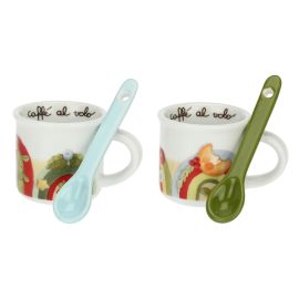 THUN - Set aus zwei mittelgroßen Tassen aus Keramik mit Untertasse - Linie  Fall in Love - Flugkaffee, Tassen und Tassen Set - 160 ml; Ø 10 cm; 5,5 cm  h : : Küche, Haushalt & Wohnen