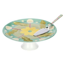 Florianne primavera porcelain cake stand with cake slicer