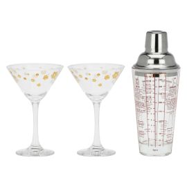Set of 2 Sorprese di Natale Martini glasses with shaker