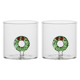 Set of 2 Sorprese di Natale water glasses with garland