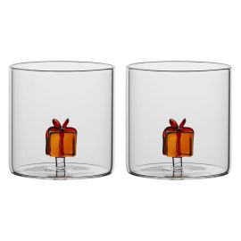 Set of 2 Sorprese di Natale water glasses with gift
