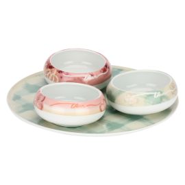 Plate set with 3 Bloomia porcelain bowls