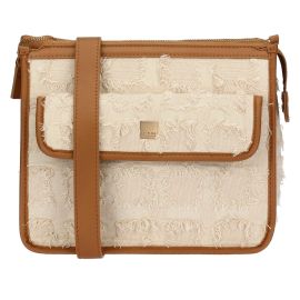 Borsa tracolla in tessuto ed ecopelle