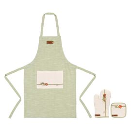 Country Bloom potholder, glove, apron set with box