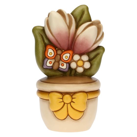 Flowerpot ornament with butterfly and flowers